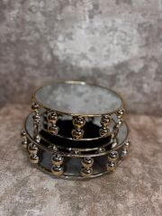 2'Lİ AYNALI BONCUK YUVARLAK  METAL TEPSİ/ORGANİZER