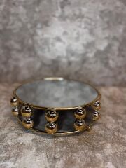 2'Lİ AYNALI BONCUK YUVARLAK  METAL TEPSİ/ORGANİZER