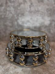 2'Lİ AYNALI BONCUK YUVARLAK  METAL TEPSİ/ORGANİZER