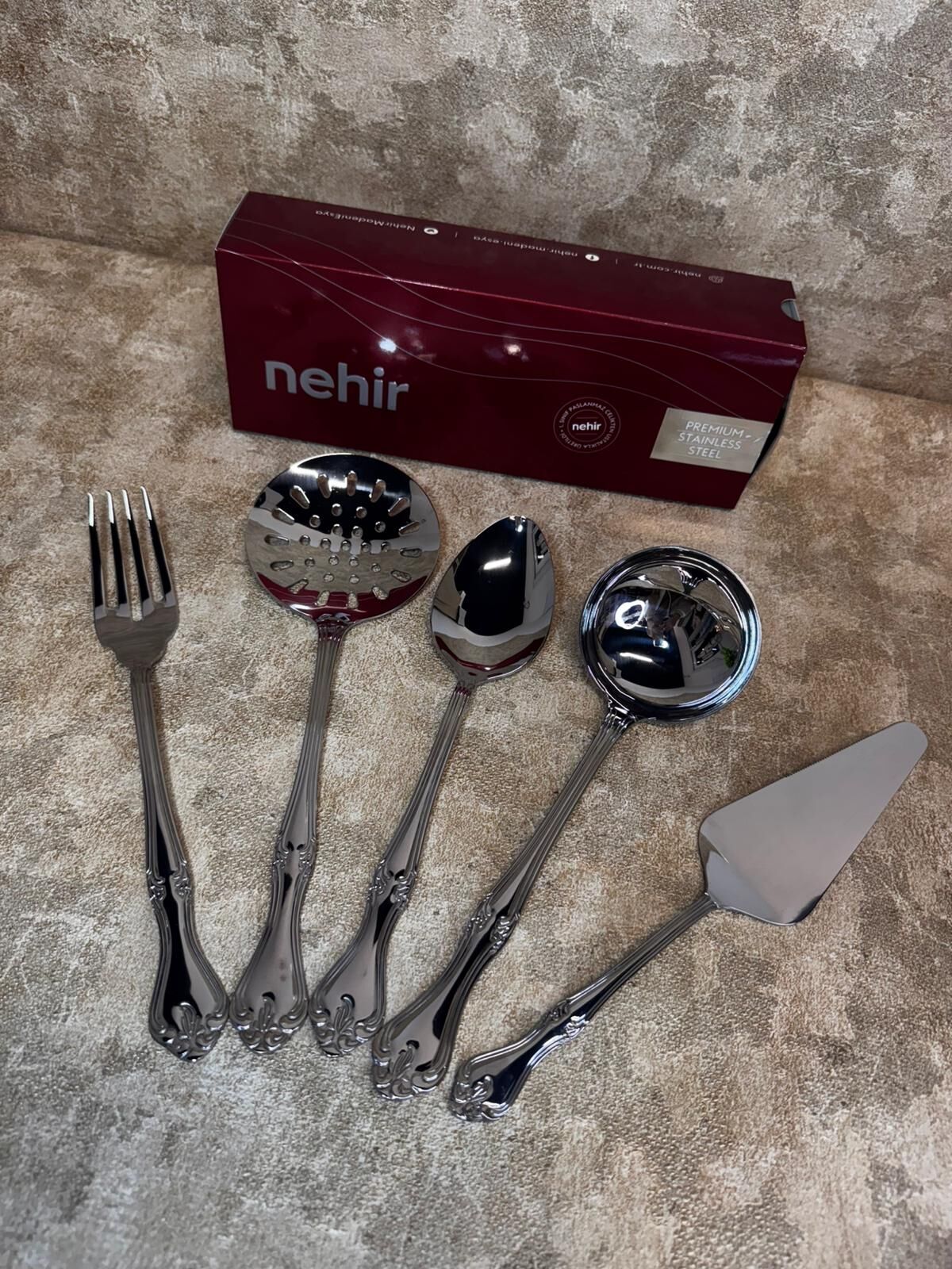 NEHİR PASLANMAZ ÇELİK 5 PARÇA SERVİS SETİ