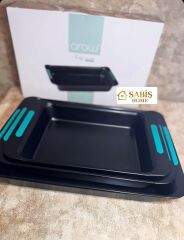 3'LÜ SLİKON SAPLI FIRIN TEPSİ SETİ