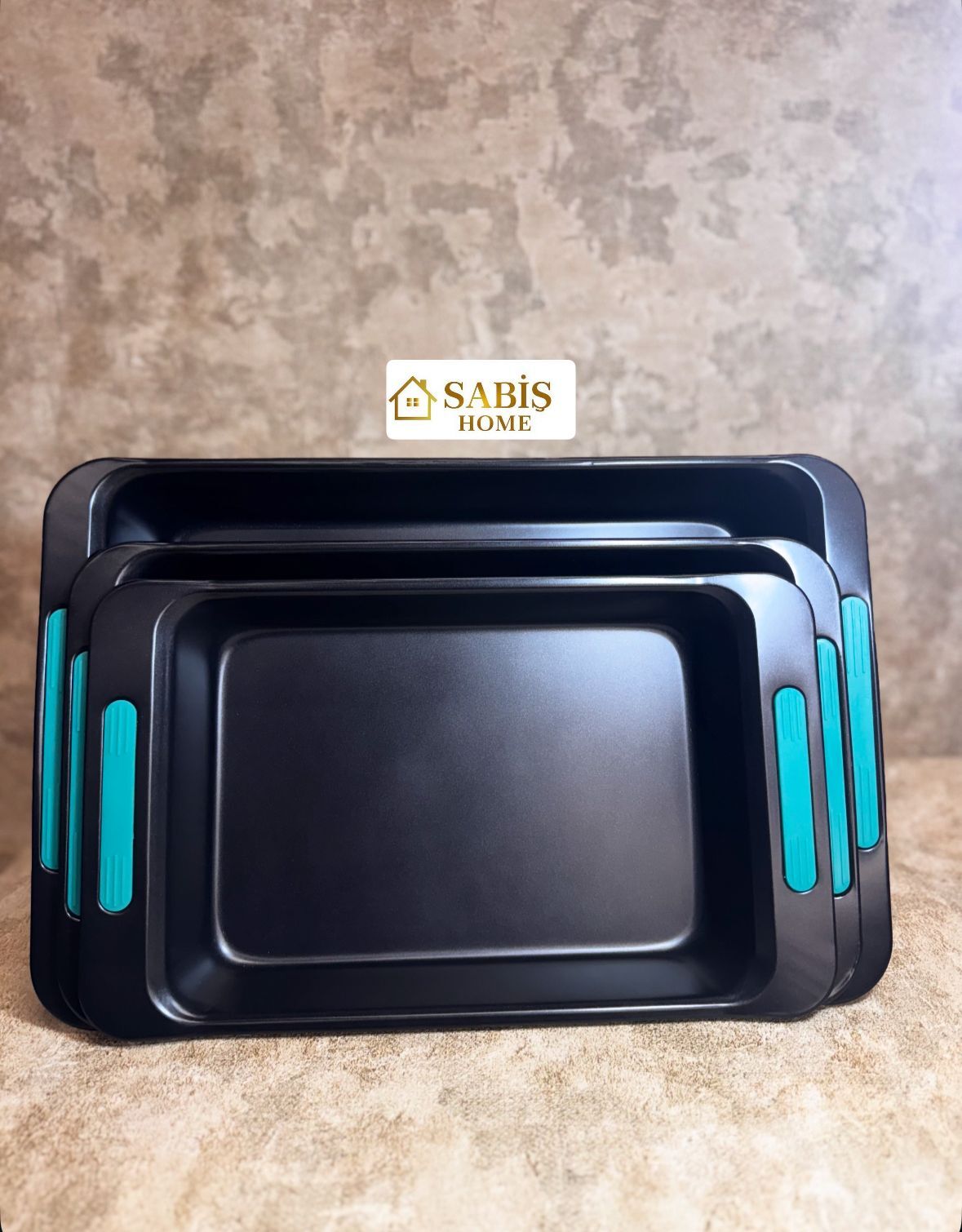 3'LÜ SLİKON SAPLI FIRIN TEPSİ SETİ