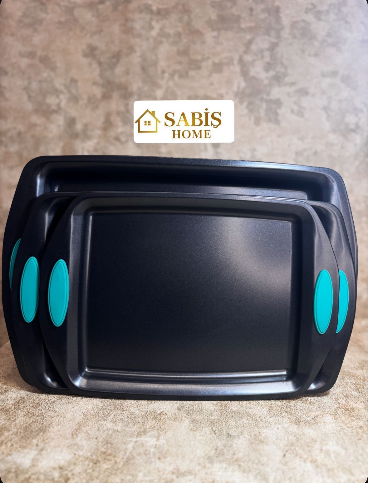 3'LÜ SLİKON SAPLI FIRIN TEPSİ SETİ