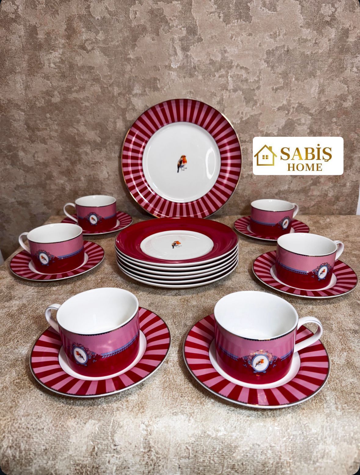 6 KİŞİLİK 19 PARÇA PORSELEN ÇAY/KAHVALTI SETİ
