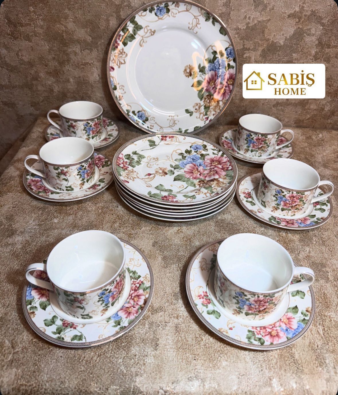 6 KİŞİLİK 19 PARÇA PORSELEN ÇAY/KAHVALTI SETİ