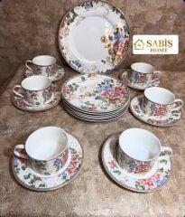6 KİŞİLİK 19 PARÇA PORSELEN ÇAY/KAHVALTI SETİ