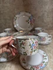 6 KİŞİLİK 19 PARÇA PORSELEN ÇAY/KAHVALTI SETİ