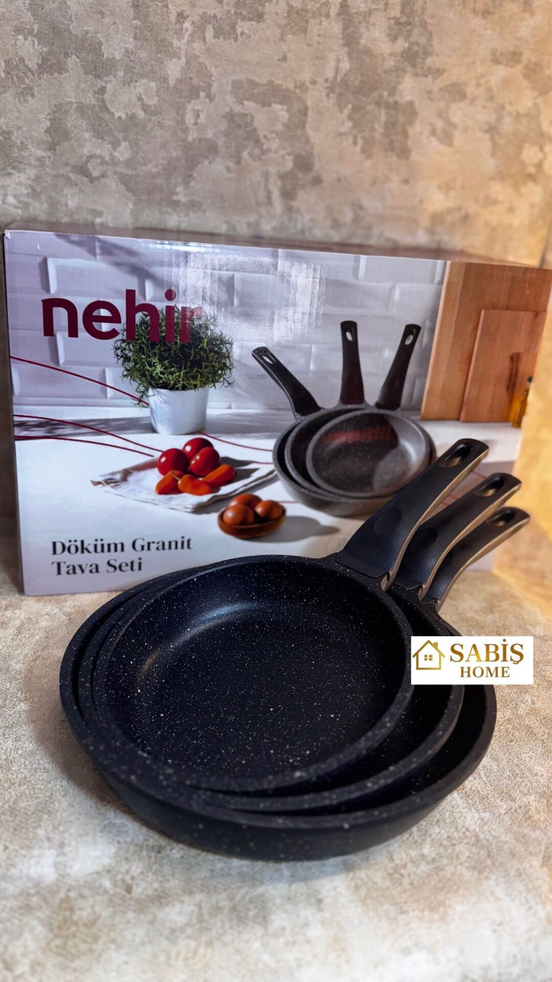 Nehir 3'lü Döküm Tava Seti  (20-24-28cm)