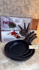 Nehir 3'lü Döküm Tava Seti  (20-24-28cm)