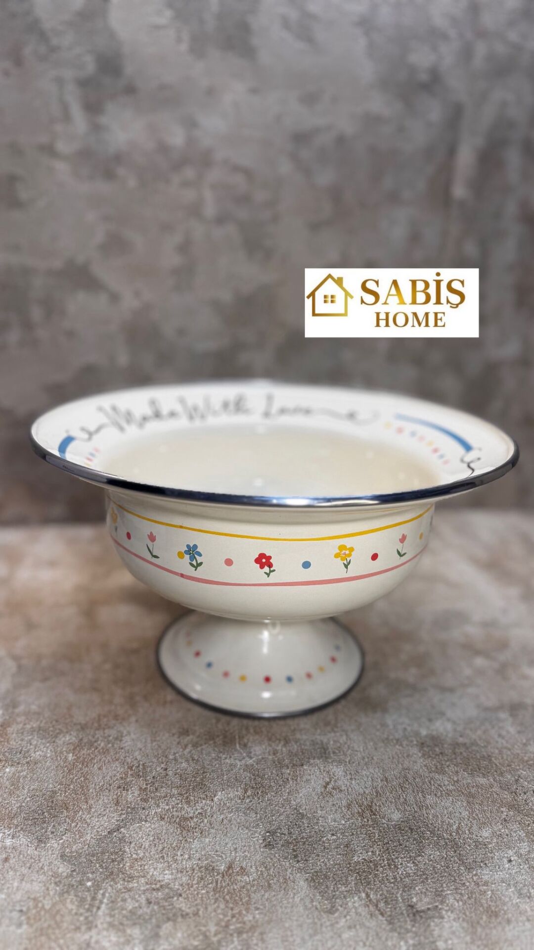 Büyük Boy Ayaklı Emaye Meyvelik/Sunumluk