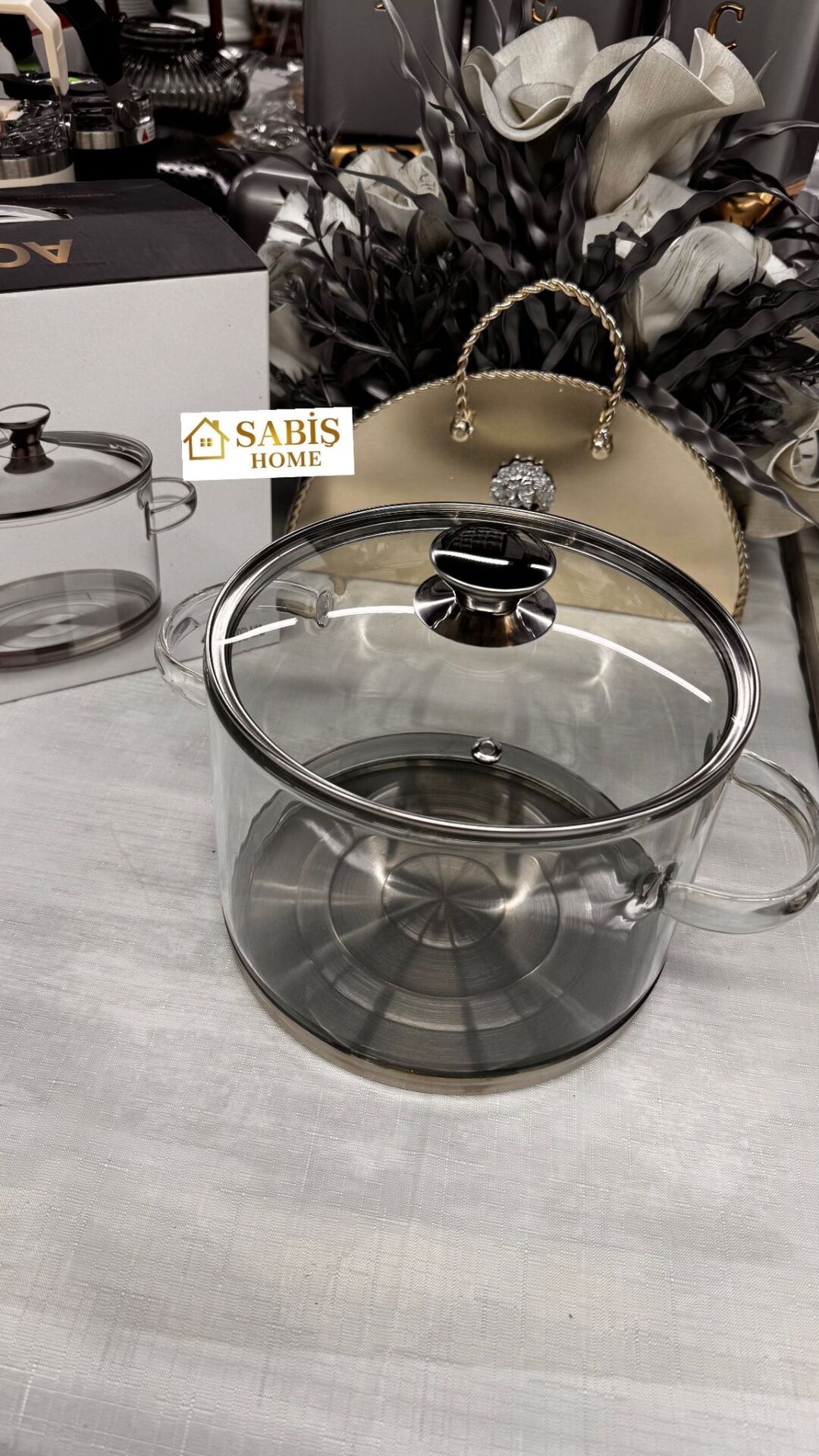 ÇELİK TABANLI KALIN CAM TENCERE (ATEŞE DAYNIKLI)