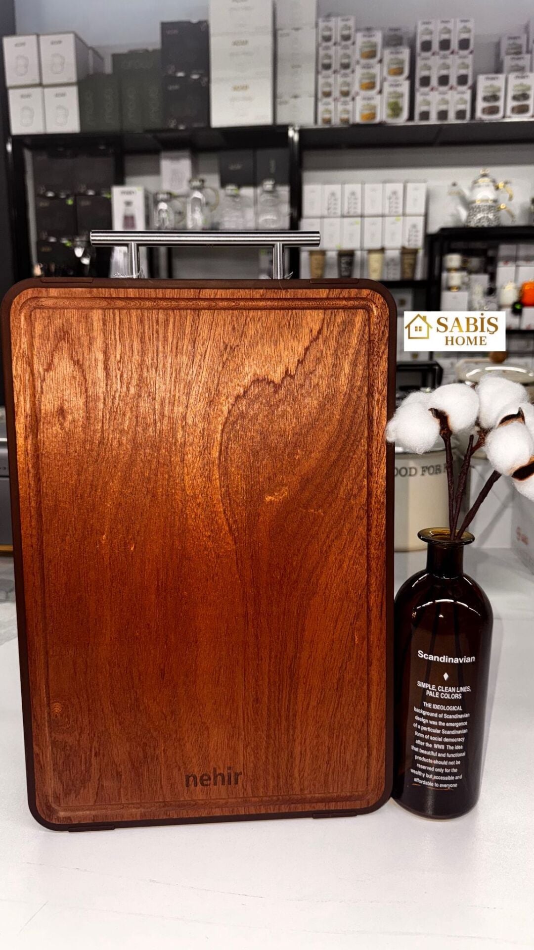 ABANOZ AĞACI ÇİFT TARAFLI ÇELİK/AHŞAP KESME TAHTASI